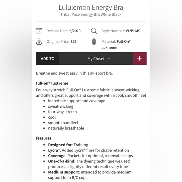 Lululemon Energy Sports Bra Tribal Pace Multi Color Size 4 - Picture 3 of 9